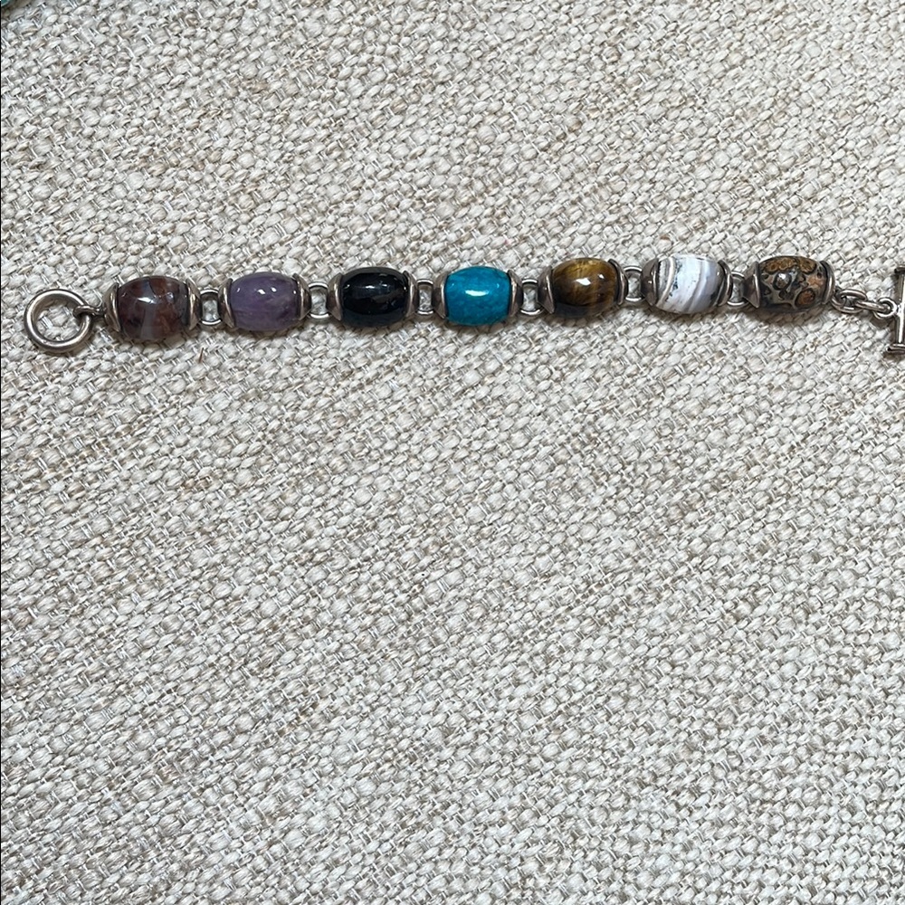 Elegant Multi-Stone Silver Bracelet